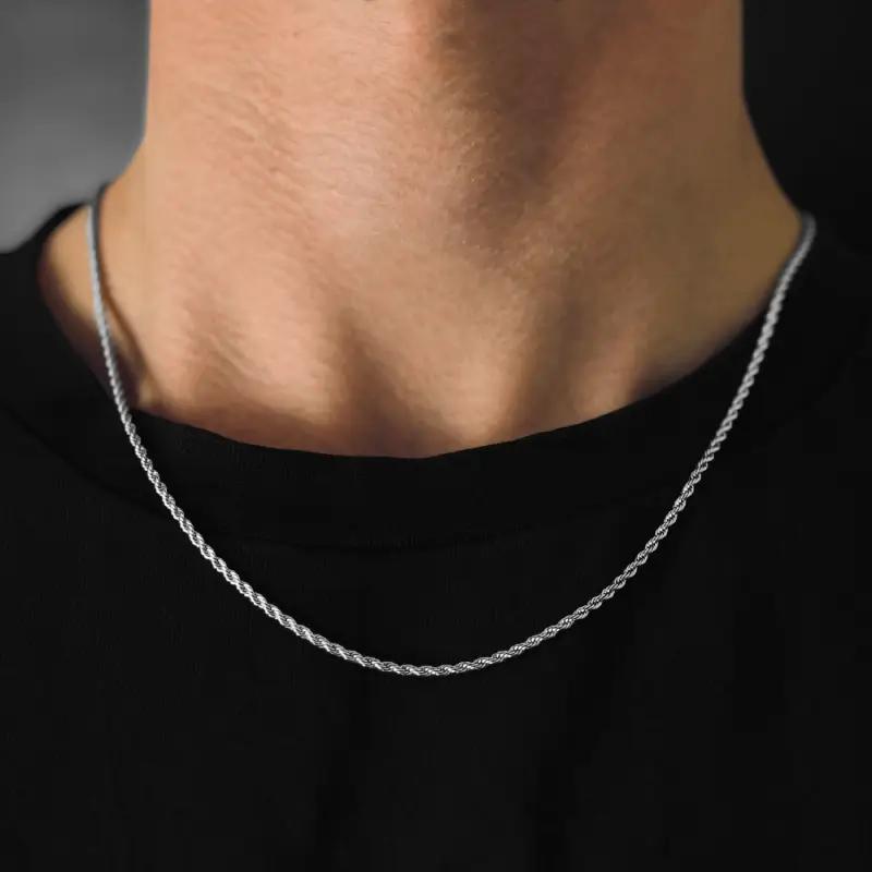 2mm Silver Rope Neck Chain For Men