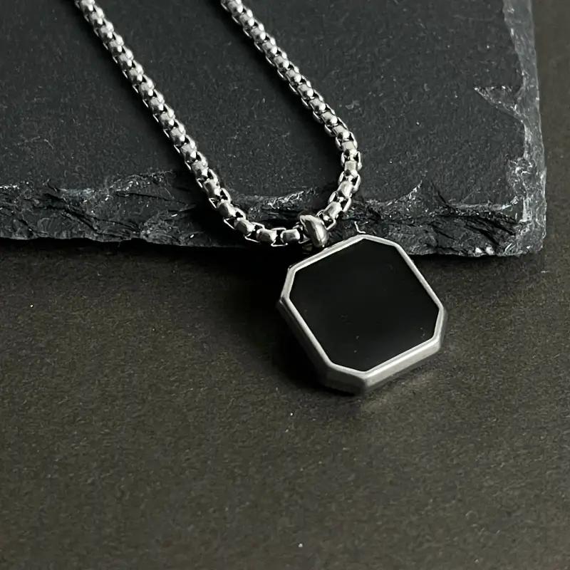 Silver Black Square Pendant