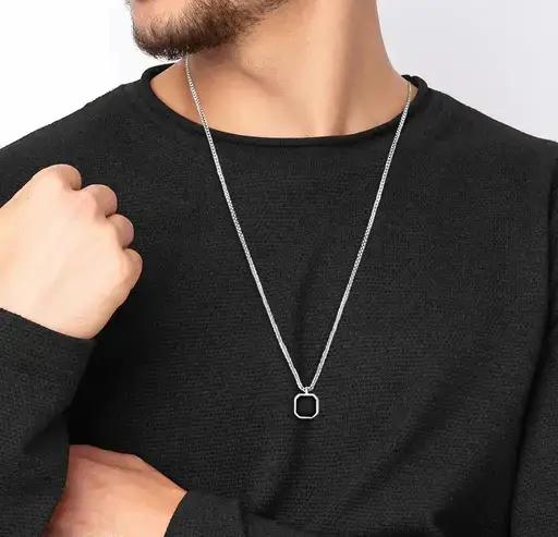 Silver Black Square Pendant