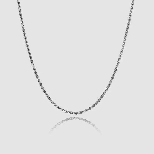 2mm Silver Rope Neck Chain For Men