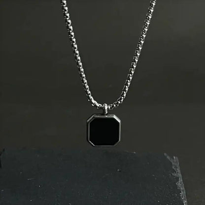 Silver Black Square Pendant