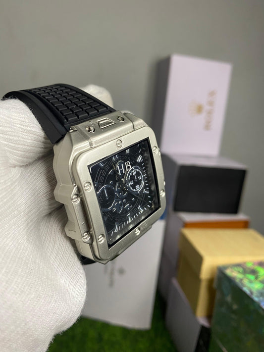 HB SQUARE DIAL WATCH WITH RUBBER STRAP