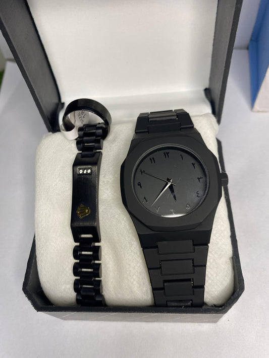 Triple Black Power Combo (Watch + Bracelet + Ring)