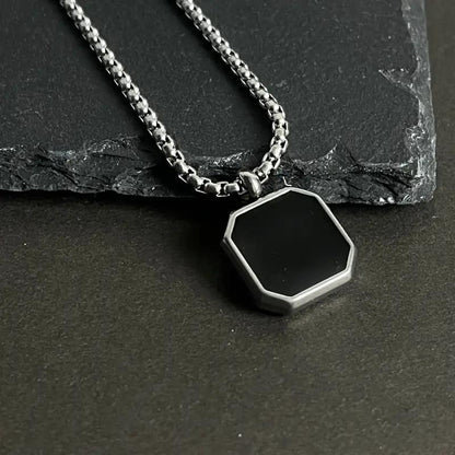 Silver Black Square Pendant