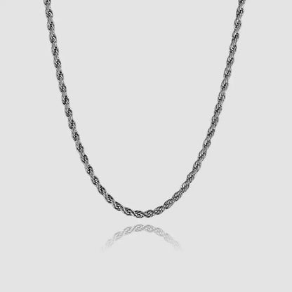 5mm Silver Rope Neck Chain For Men