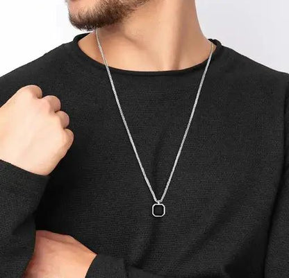 Silver Black Square Pendant